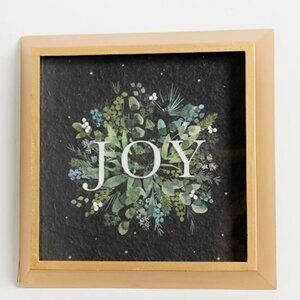JOY 14" Botanical Christmas Holiday Wood Wall Decor Art